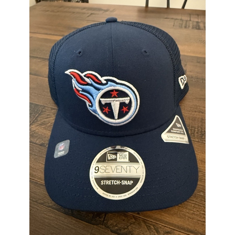New Era Tennessee Titans 9SEVENTY Stretch-Snap Trucker Hat Navy Blue NFL Cap NWT